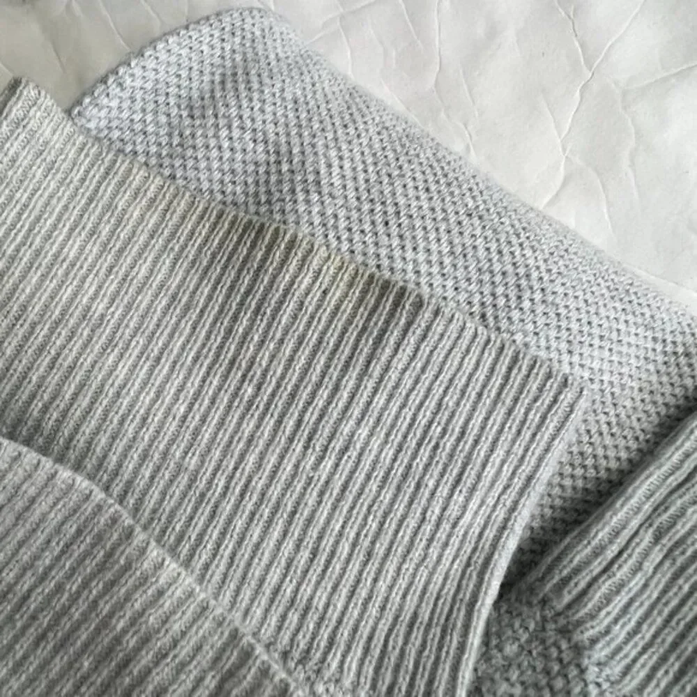 J. Crew Mercantile Cotton Pique Crewneck Sweater Long Sleeve Knitted Gray L Mens